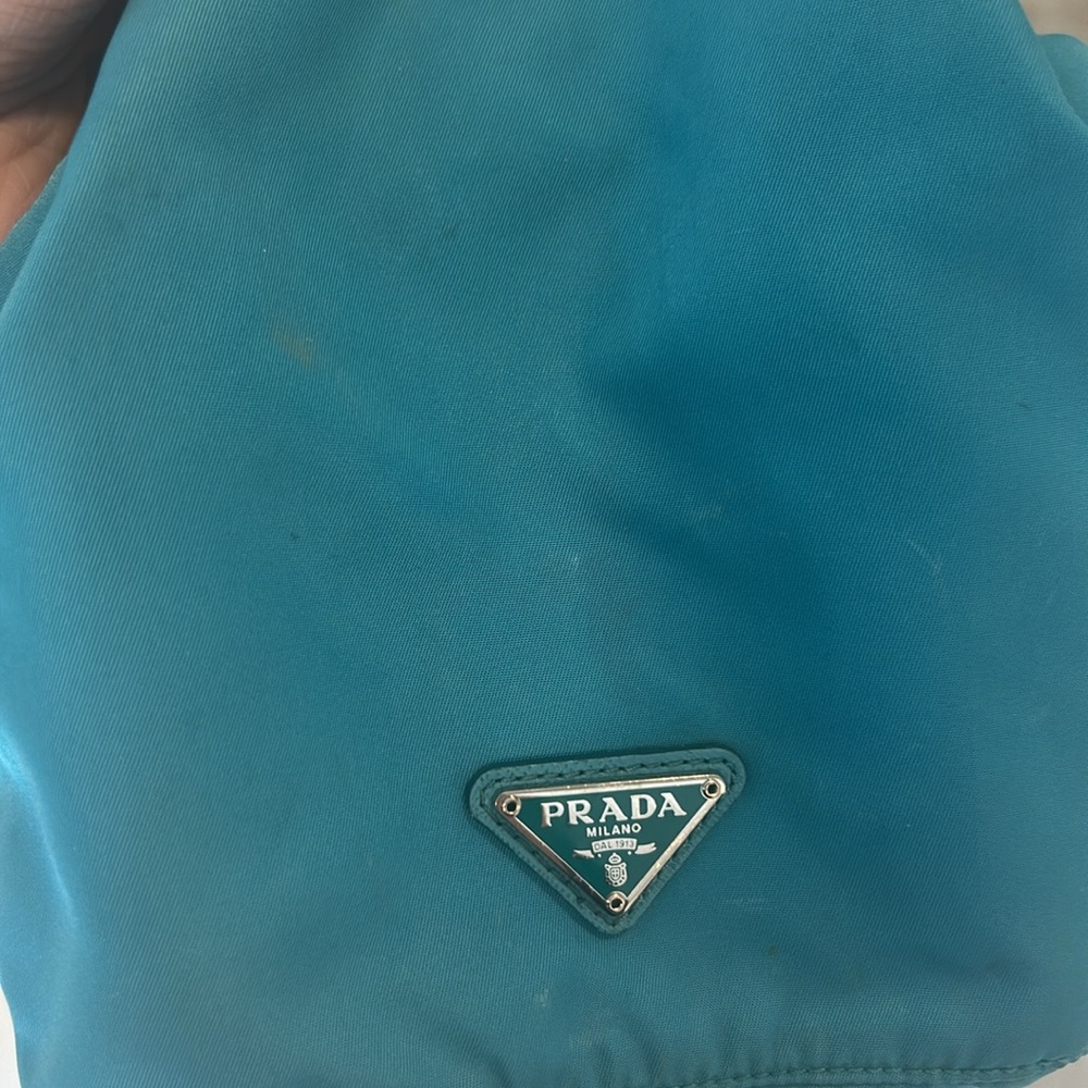 Prada nylon turquoise drawstring pouch - Picture 3 of 7
